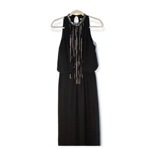 English rose black sheer beaded maxi dress S